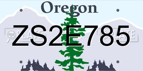 ZS2E785 Oregon License Plate