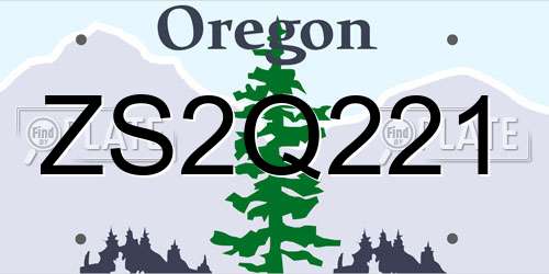 ZS2Q221 Oregon License Plate