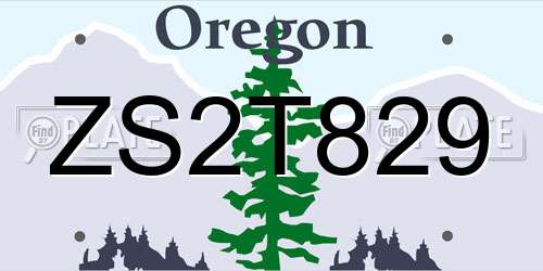 ZS2T829 Oregon License Plate