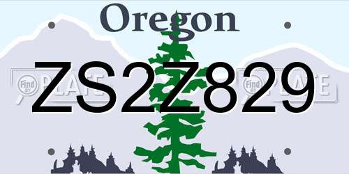 ZS2Z829 Oregon License Plate