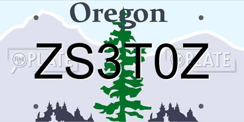 ZS3T0Z Oregon License Plate