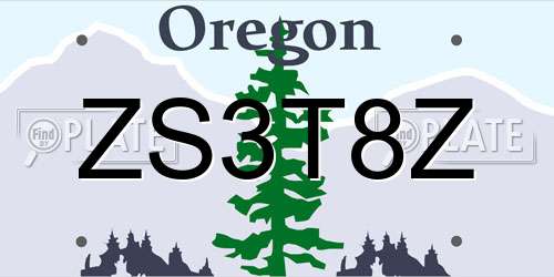 ZS3T8Z Oregon License Plate