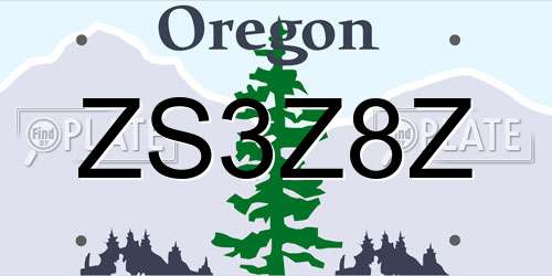 ZS3Z8Z Oregon License Plate