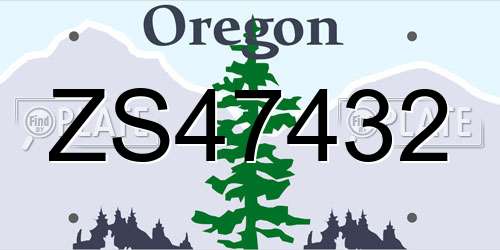 ZS47432 Oregon License Plate