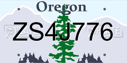 ZS4J776 Oregon License Plate