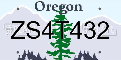 ZS4T432 Oregon License Plate