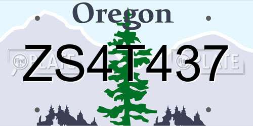 ZS4T437 Oregon License Plate