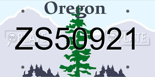 ZS50921 Oregon License Plate