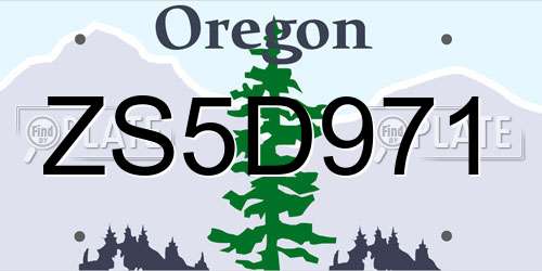 ZS5D971 Oregon License Plate