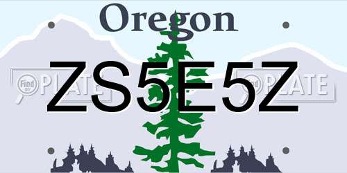 ZS5E5Z Oregon License Plate
