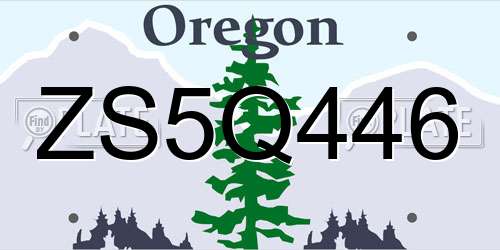 ZS5Q446 Oregon License Plate