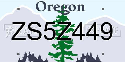 ZS5Z449 Oregon License Plate