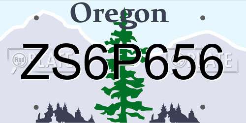 ZS6P656 Oregon License Plate