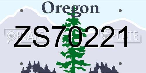 ZS70221 Oregon License Plate