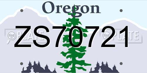 ZS70721 Oregon License Plate