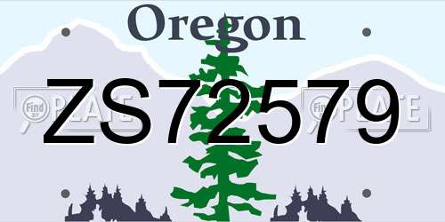 ZS72579 Oregon License Plate