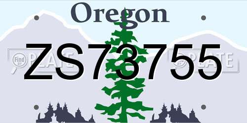 ZS73755 Oregon License Plate