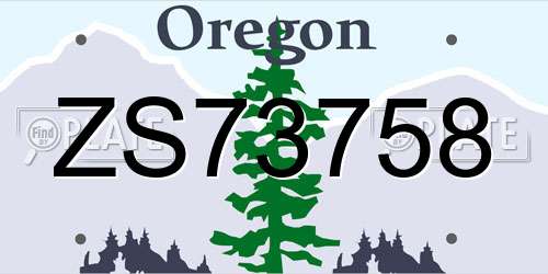 ZS73758 Oregon License Plate