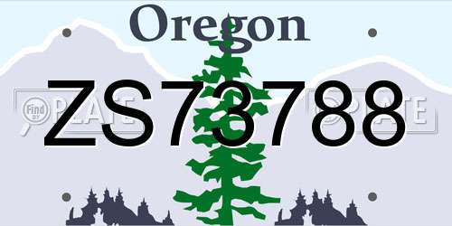 ZS73788 Oregon License Plate