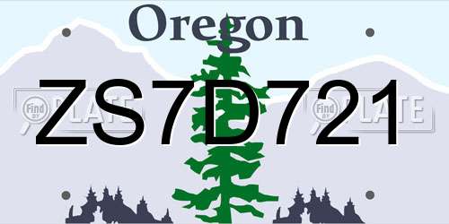 ZS7D721 Oregon License Plate