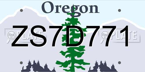 ZS7D771 Oregon License Plate