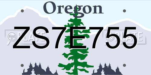 ZS7E755 Oregon License Plate
