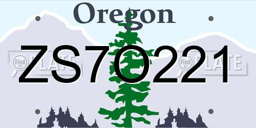 ZS7O221 Oregon License Plate
