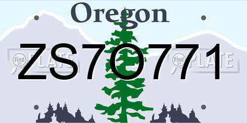 ZS7O771 Oregon License Plate
