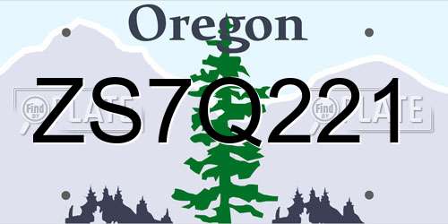 ZS7Q221 Oregon License Plate