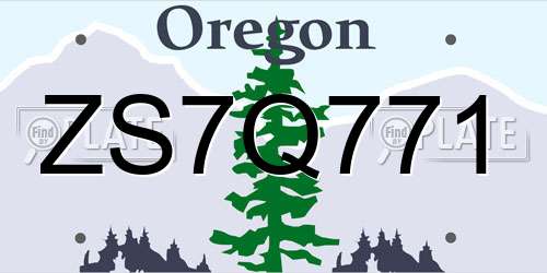 ZS7Q771 Oregon License Plate