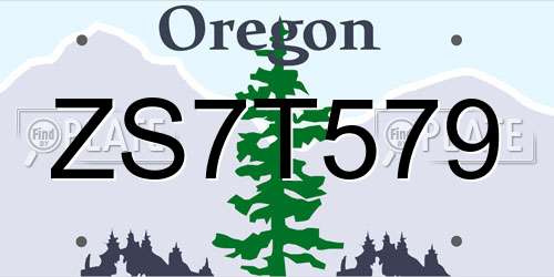 ZS7T579 Oregon License Plate