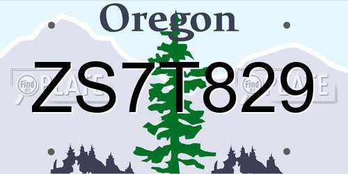 ZS7T829 Oregon License Plate