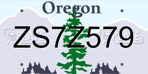 ZS7Z579 Oregon License Plate