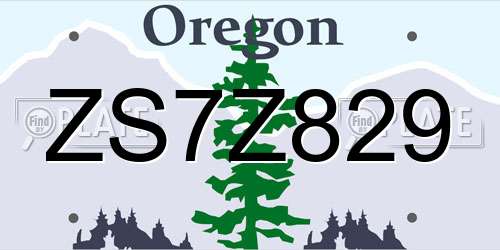 ZS7Z829 Oregon License Plate