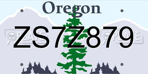 ZS7Z879 Oregon License Plate