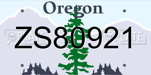 ZS80921 Oregon License Plate