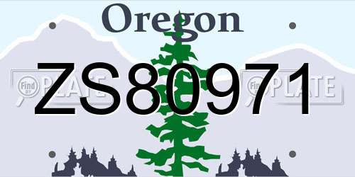 ZS80971 Oregon License Plate