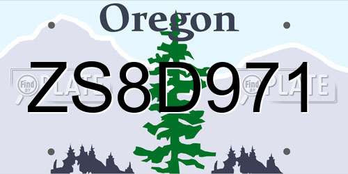 ZS8D971 Oregon License Plate