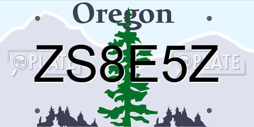 ZS8E5Z Oregon License Plate