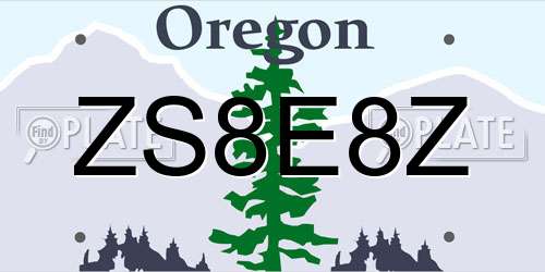 ZS8E8Z Oregon License Plate