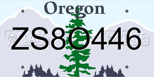 ZS8O446 Oregon License Plate