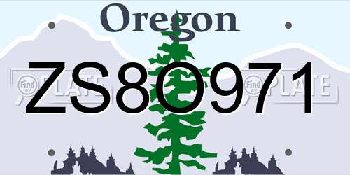 ZS8O971 Oregon License Plate