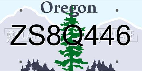 ZS8Q446 Oregon License Plate