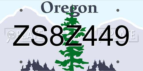 ZS8Z449 Oregon License Plate