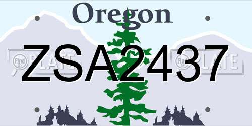 ZSA2437 Oregon License Plate