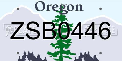 ZSB0446 Oregon License Plate