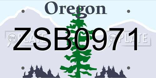ZSB0971 Oregon License Plate