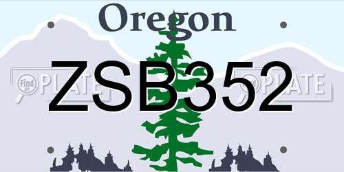ZSB352 Oregon License Plate