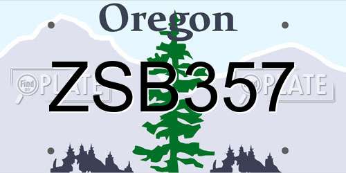 ZSB357 Oregon License Plate