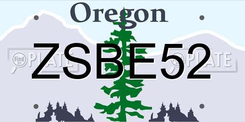 ZSBE52 Oregon License Plate